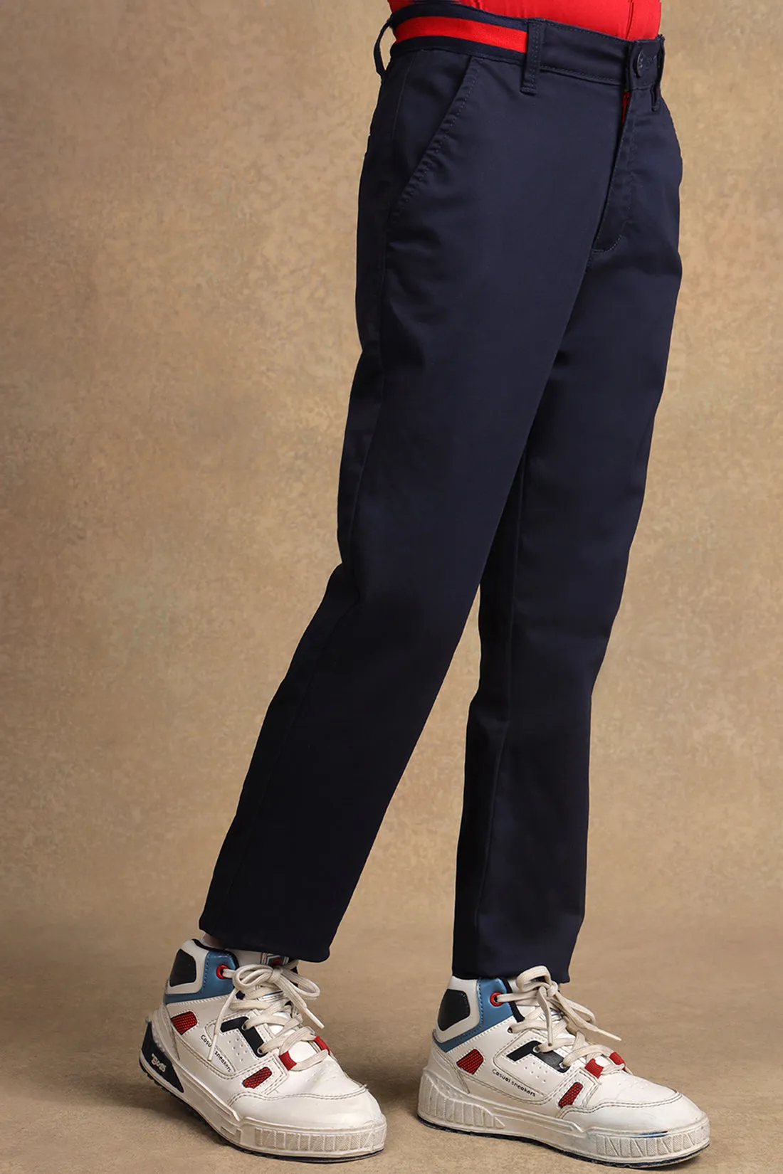 One Friday Kids Boys Navy Blue Regular fit Trouser