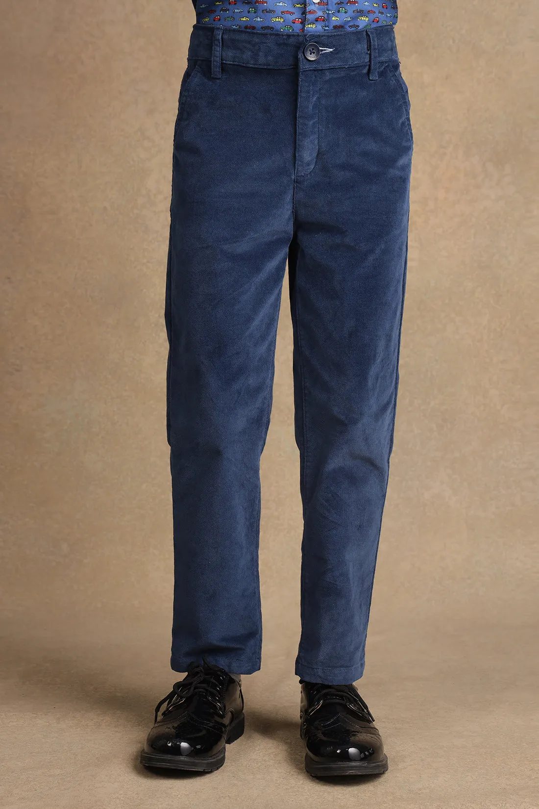 One Friday Kids Boys Navy Blue Straight Fit Trouser