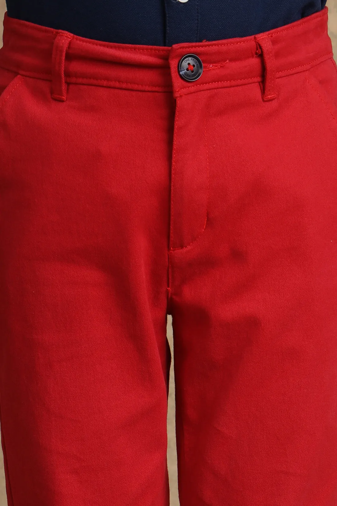 One Friday Kids Boys Red Solid Trouser