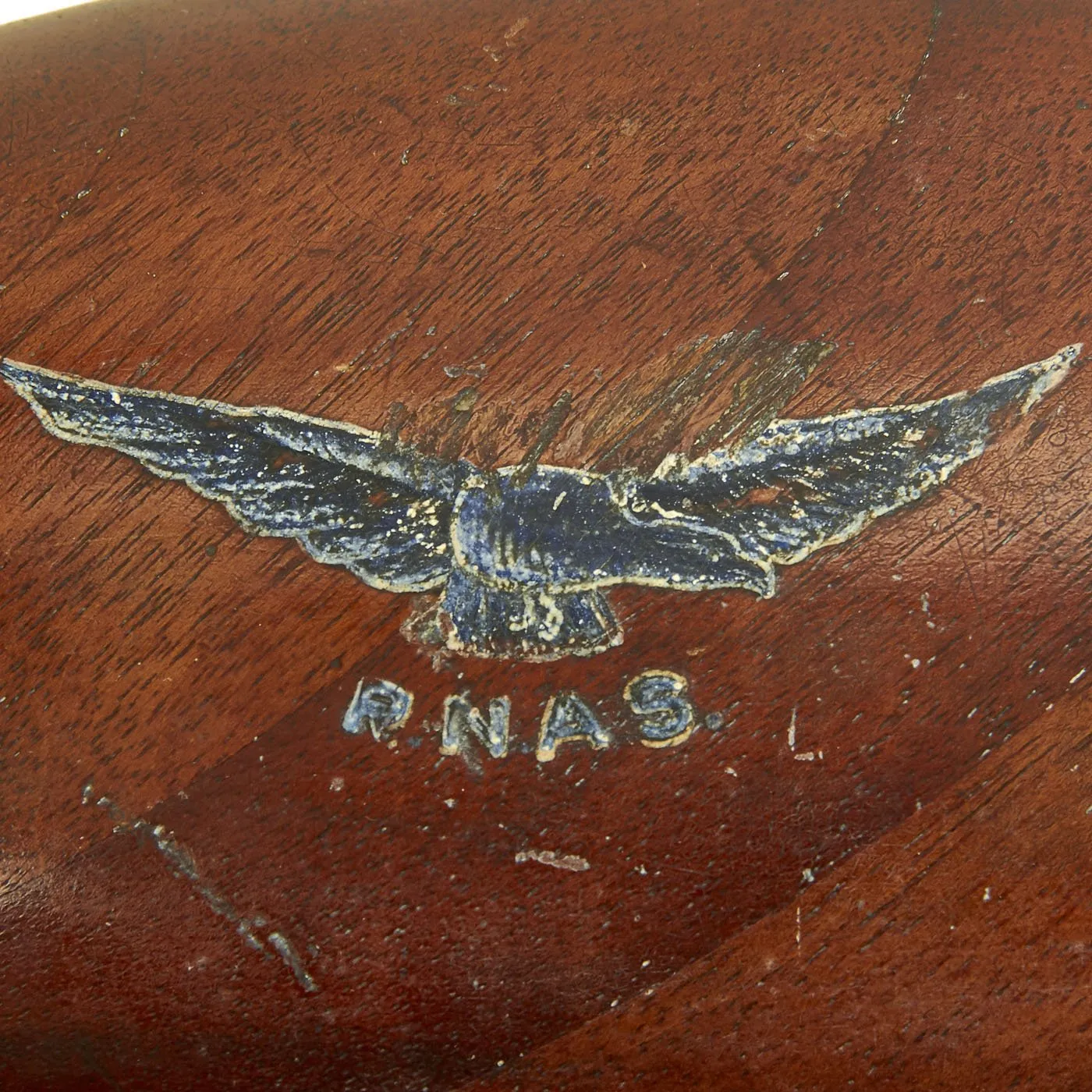 Original British WWI Royal Naval Air Service Propeller Section Souvenir Box with Ribbon Bar