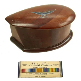 Original British WWI Royal Naval Air Service Propeller Section Souvenir Box with Ribbon Bar