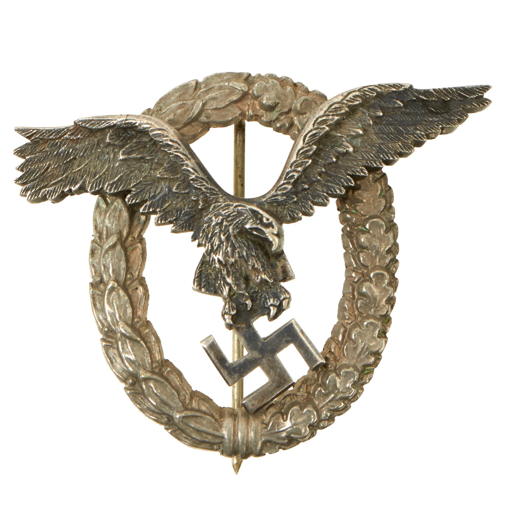 Original German WWII Early Tombak Luftwaffe Pilot's Badge by Brüder Schneider Wien - Flugzeugführerabzeichen