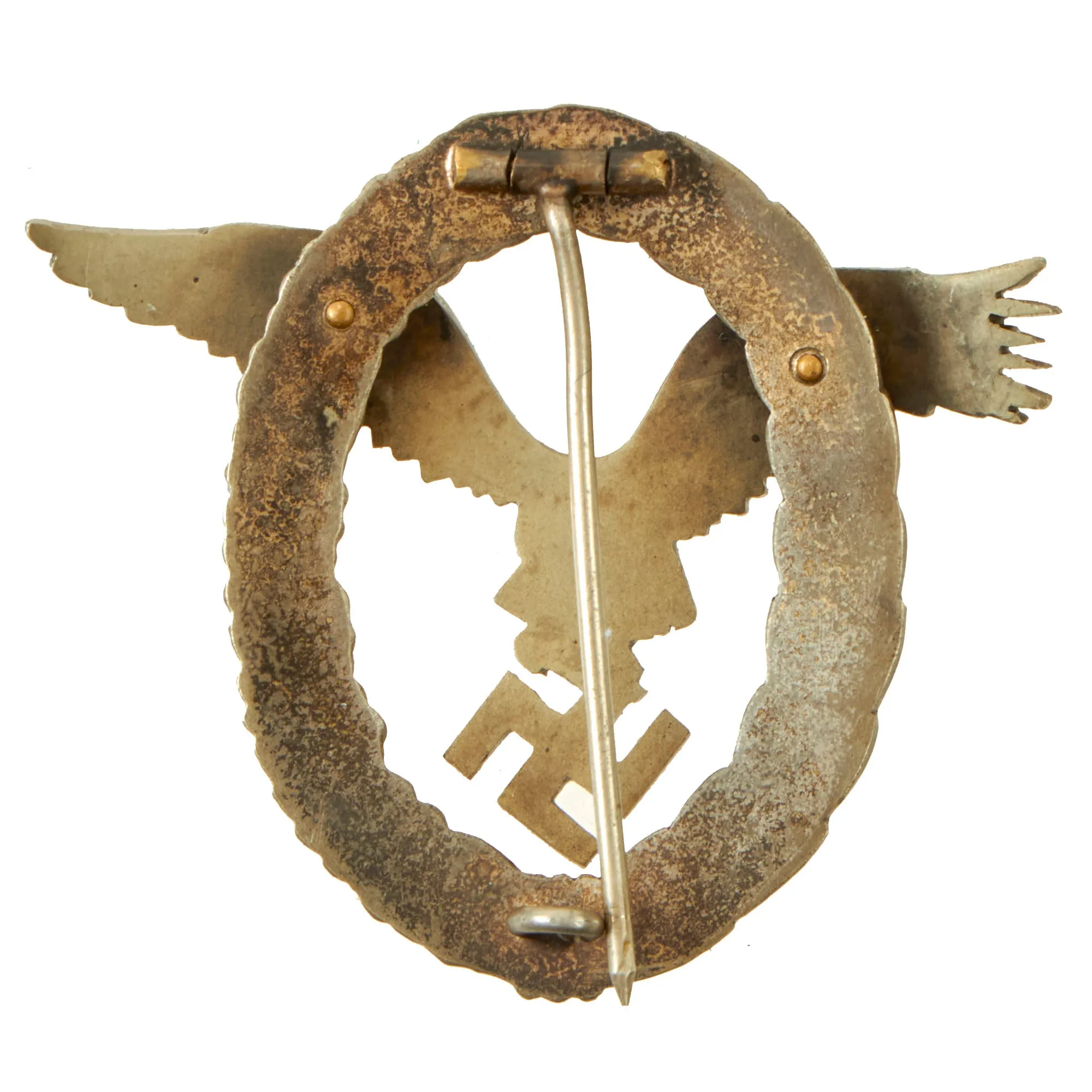 Original German WWII Early Tombak Luftwaffe Pilot's Badge - Unmarked C.E. Juncker - Flugzeugführerabzeichen