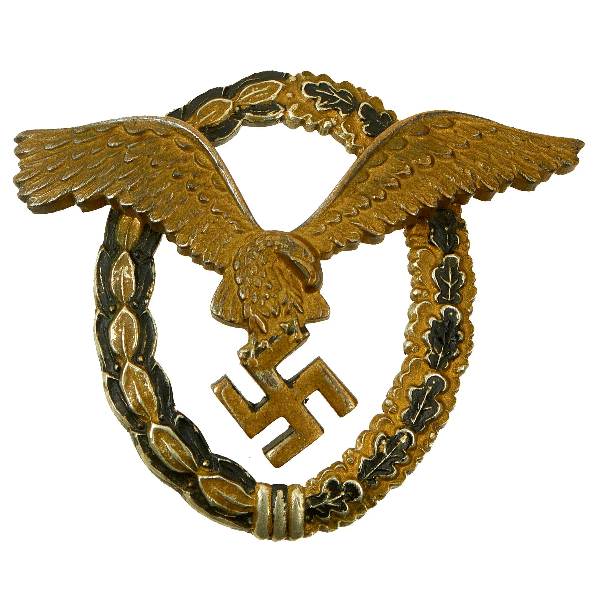 Original German WWII Luftwaffe Pilot's Badge by Berg and Nolte - Missing Attachment Pin - Flugzeugführerabzeichen