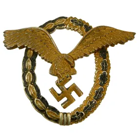 Original German WWII Luftwaffe Pilot's Badge by Berg and Nolte - Missing Attachment Pin - Flugzeugführerabzeichen