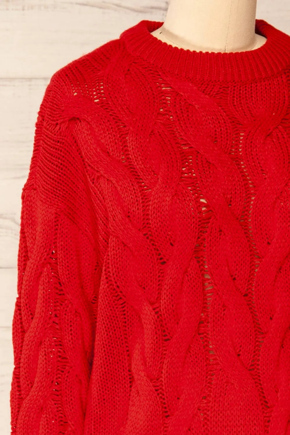 Paide Red | Cable Knit Sweater