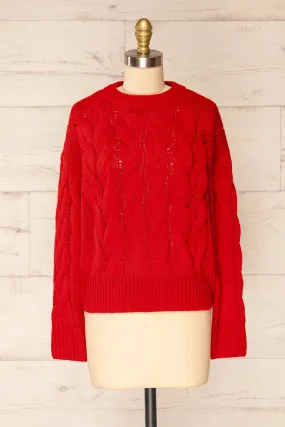 Paide Red | Cable Knit Sweater