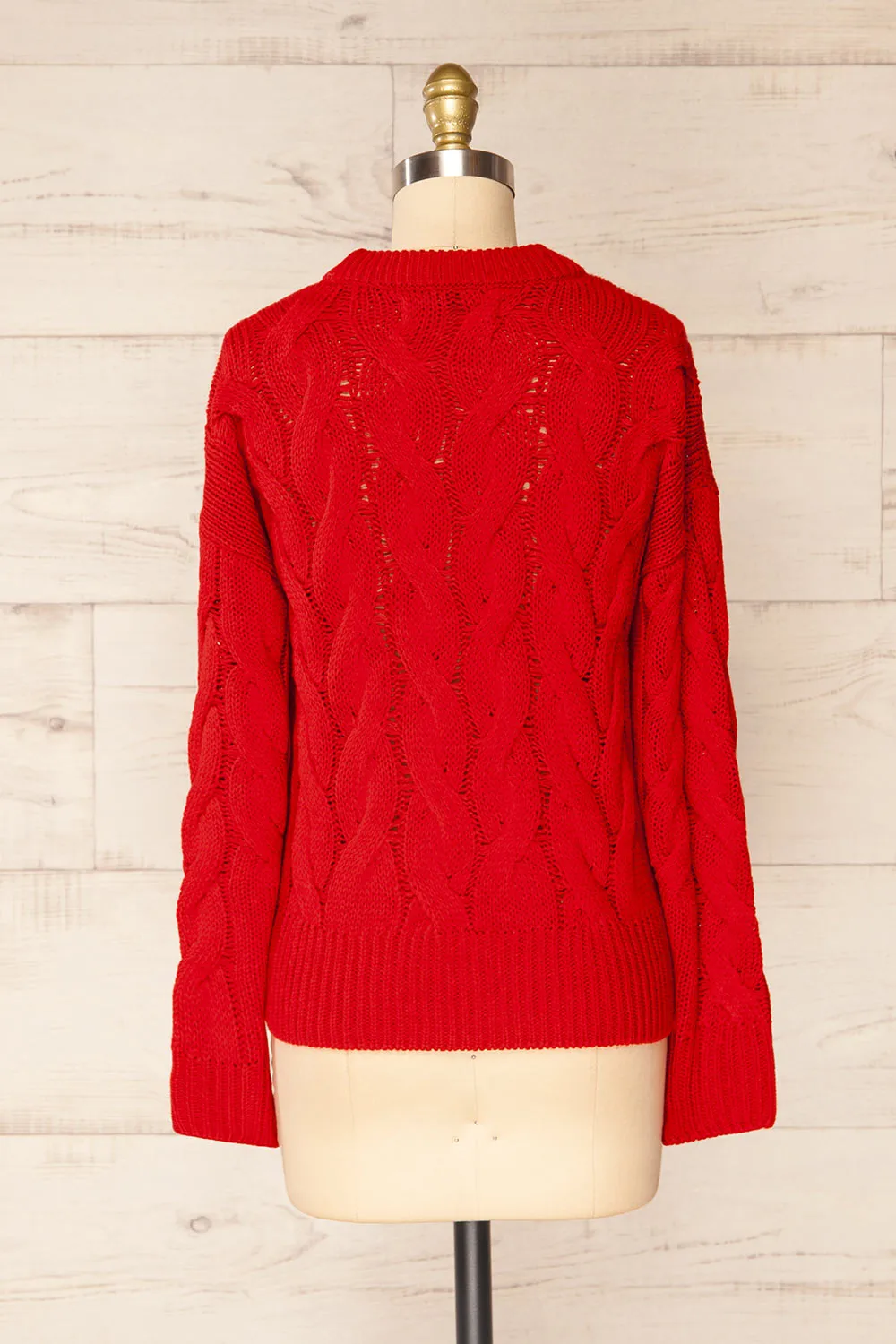 Paide Red | Cable Knit Sweater