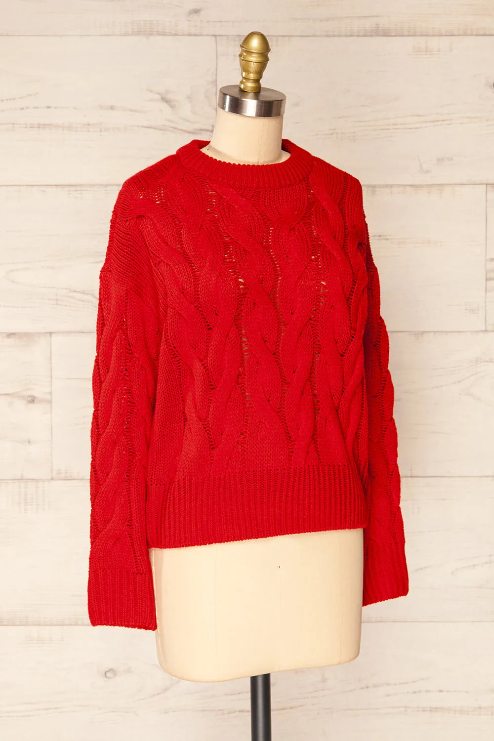 Paide Red | Cable Knit Sweater