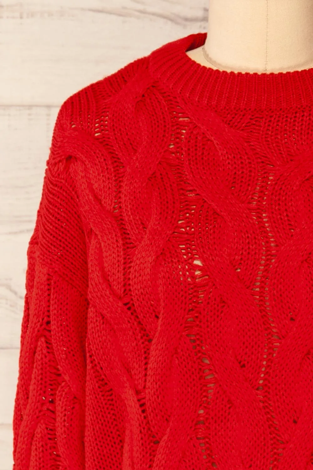 Paide Red | Cable Knit Sweater