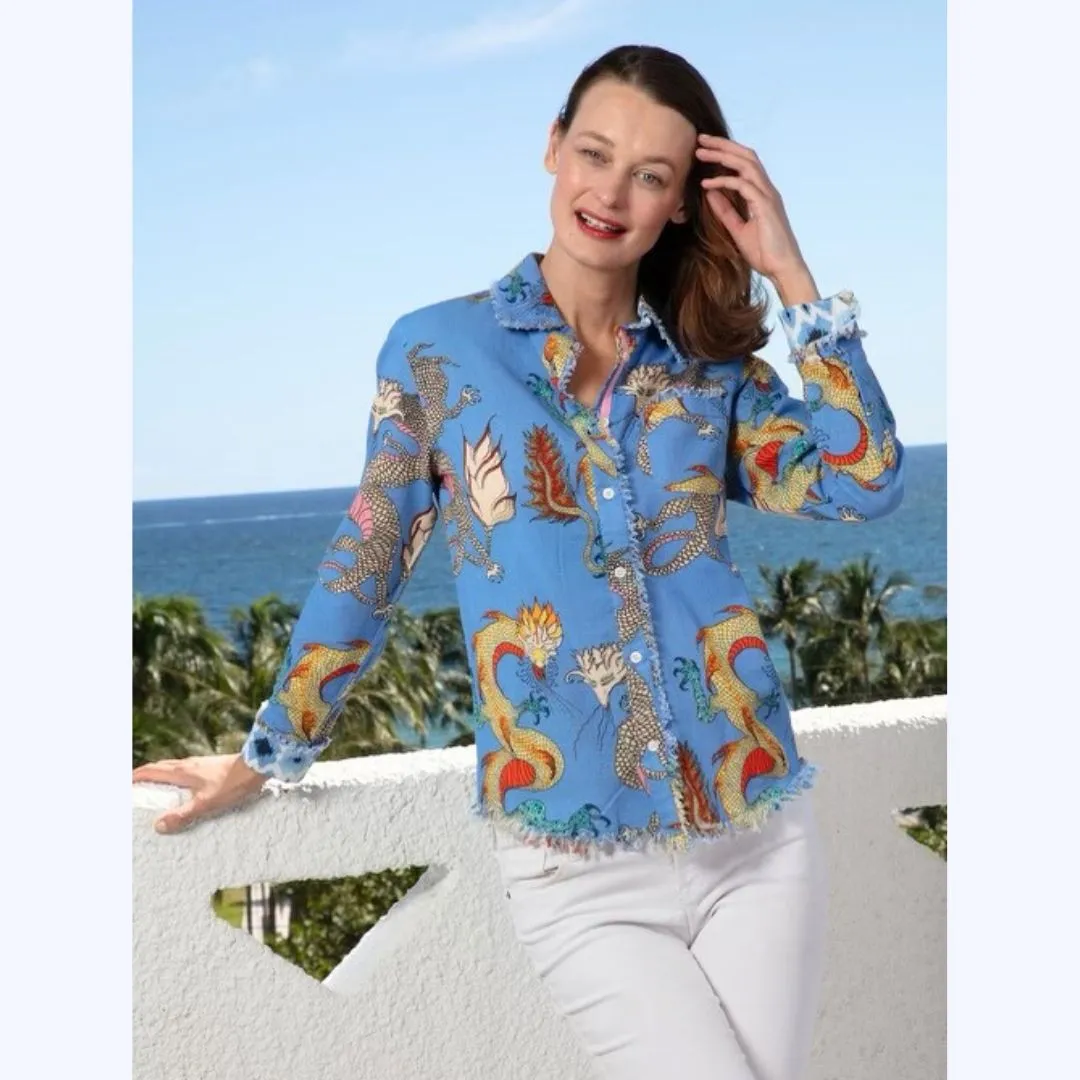 Periwinkle Dragon Print Shirt