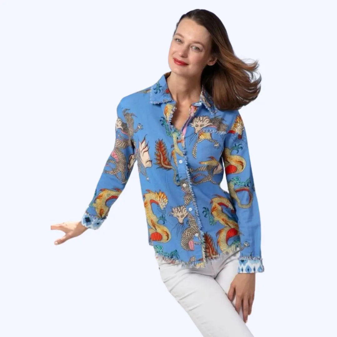 Periwinkle Dragon Print Shirt