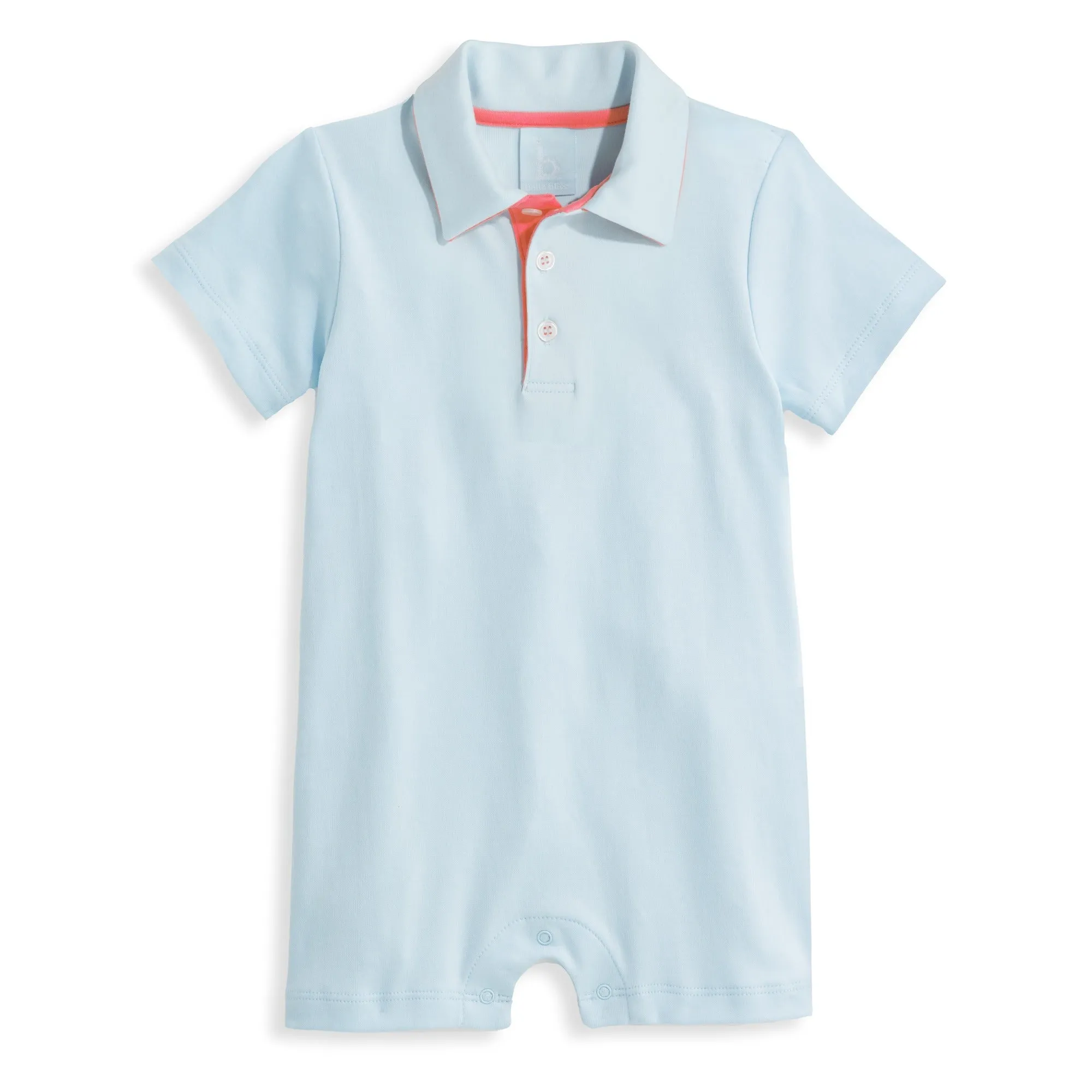 Pima Ryan Romper -- Blue with Coral