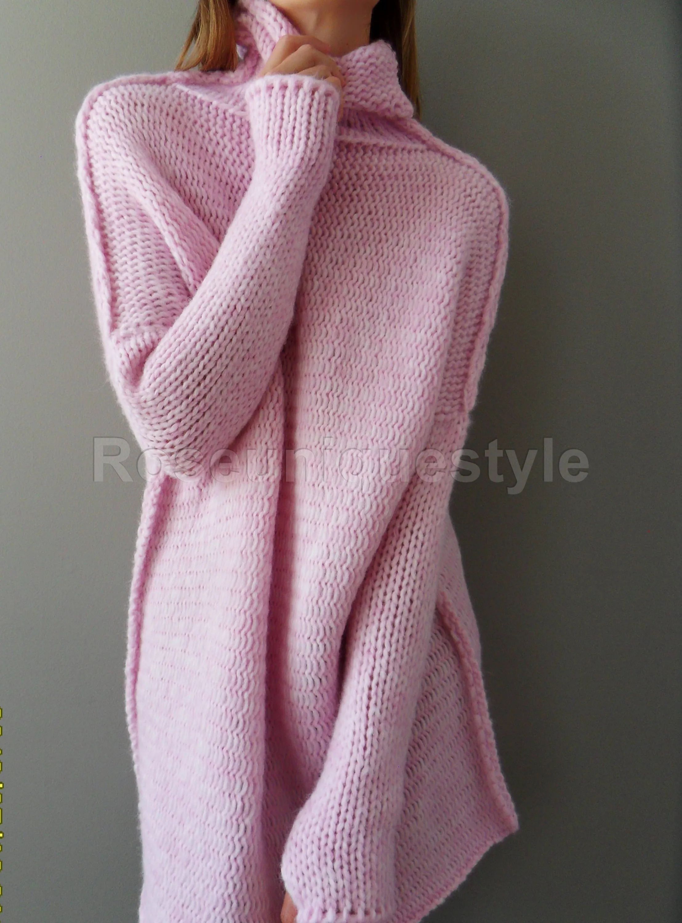 Pink Alpaca  loose  knit tunic.