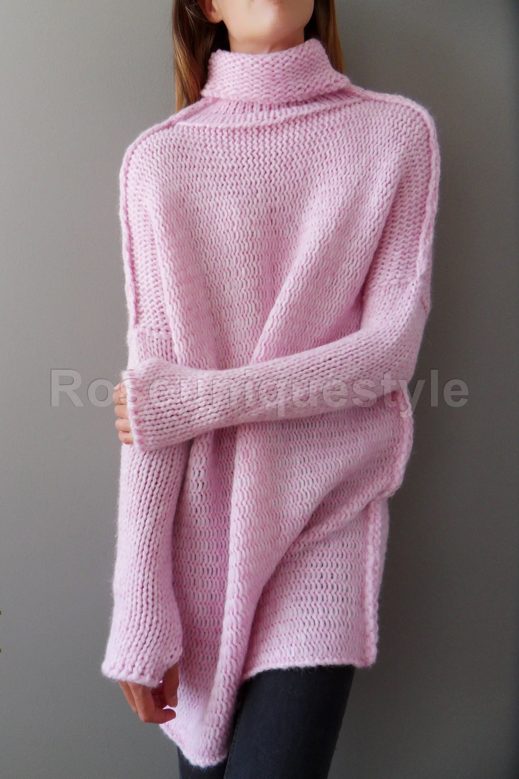 Pink Alpaca  loose  knit tunic.