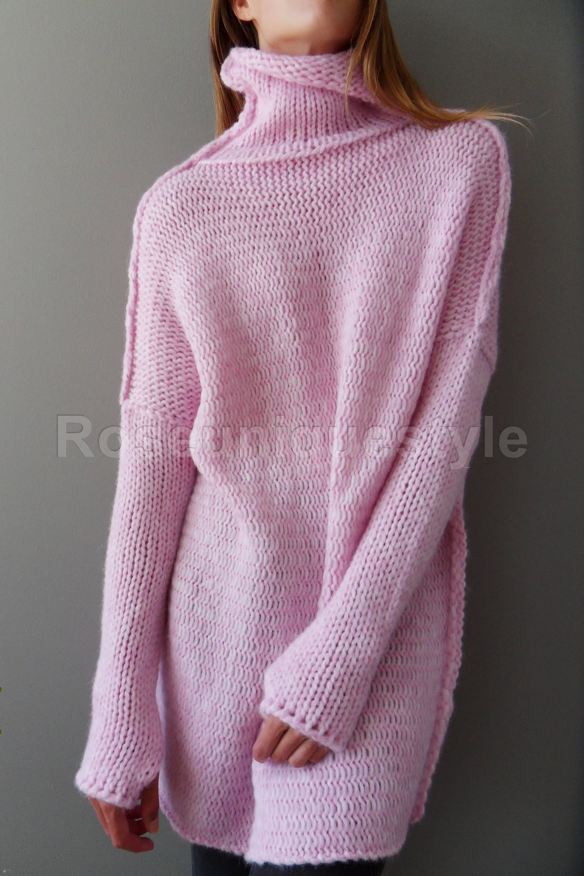 Pink Alpaca  loose  knit tunic.