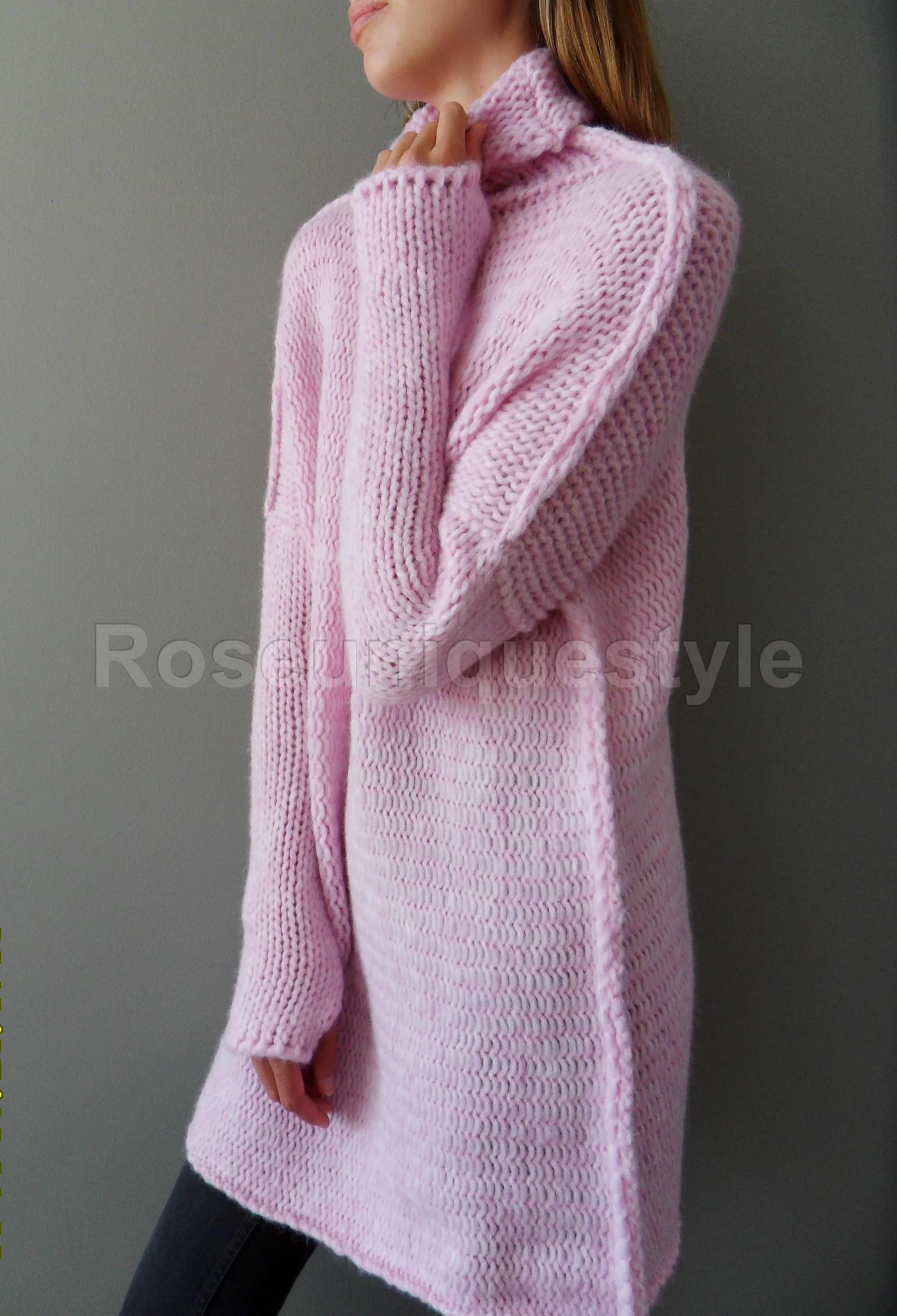 Pink Alpaca  loose  knit tunic.