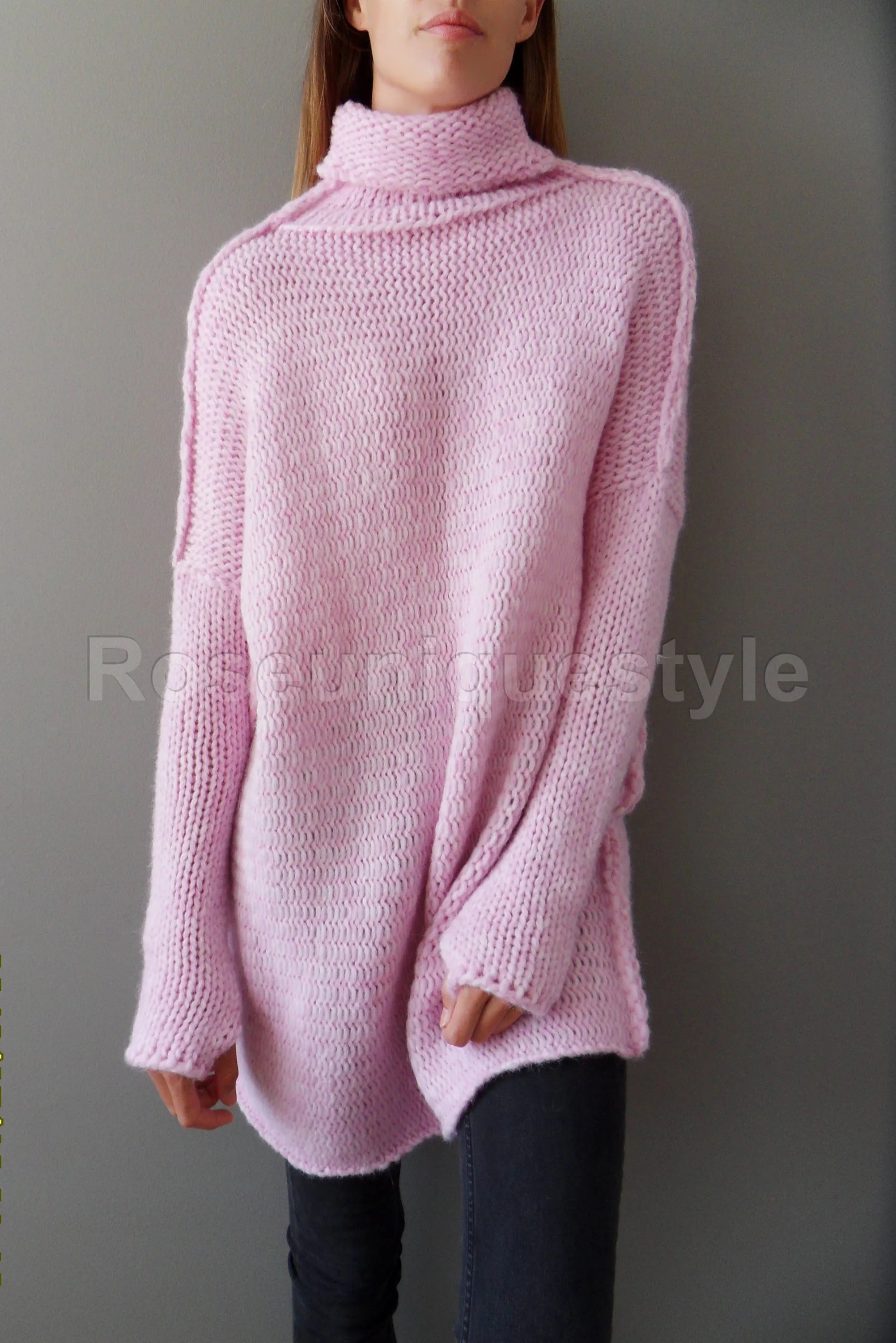 Pink Alpaca  loose  knit tunic.