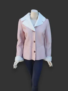 Pink Womens Merino Shearling Jacket -Size 40