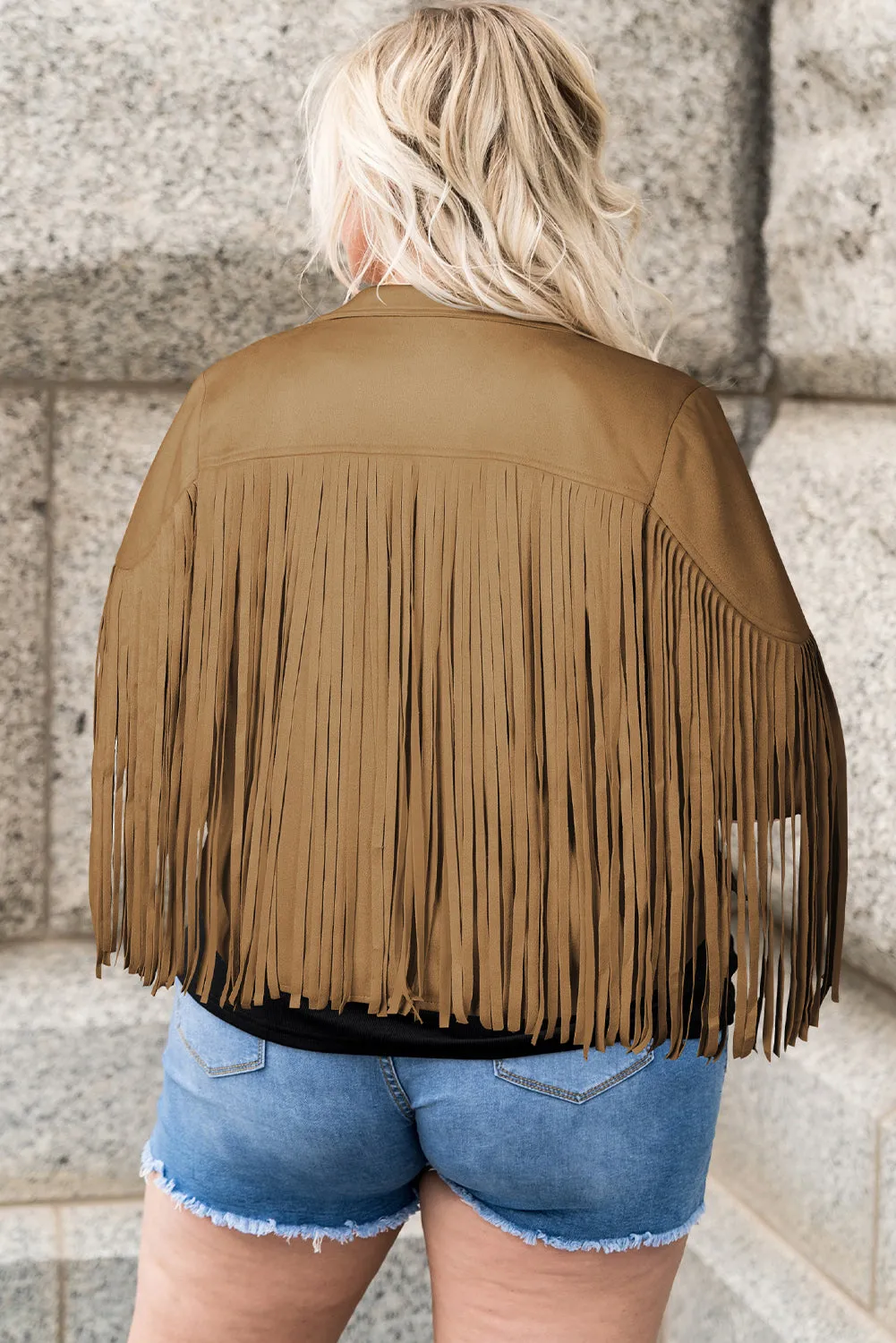 Plus Size Fringe Open Front Jacket Fringe Jackets