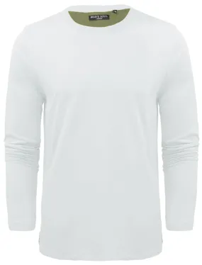 PragueJ Long Sleeve Cotton Jersey Top in Optic White