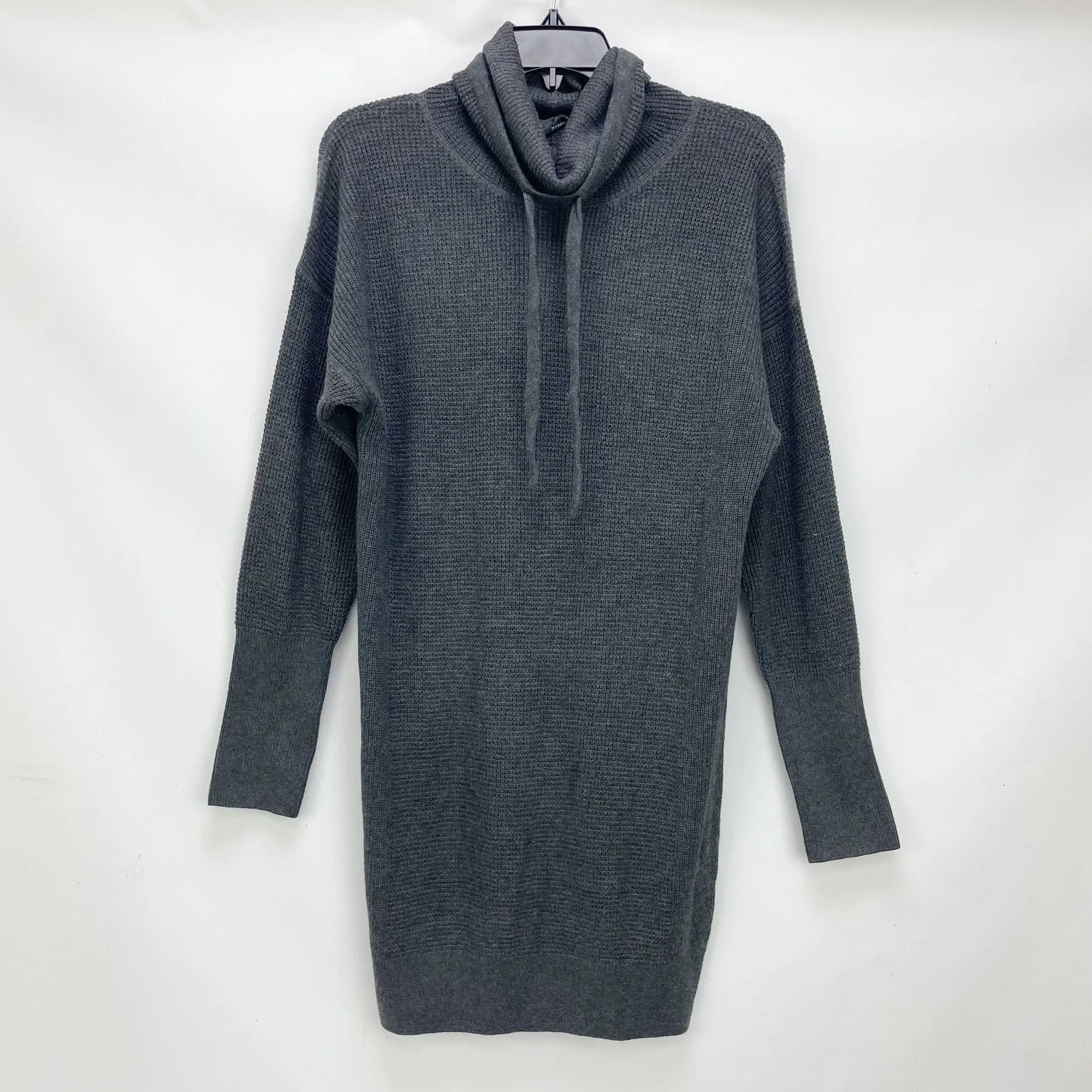 prAna Womens Milani Sweater Dress XS Charcoal Grey LS Waffle Knit Funnel NWT