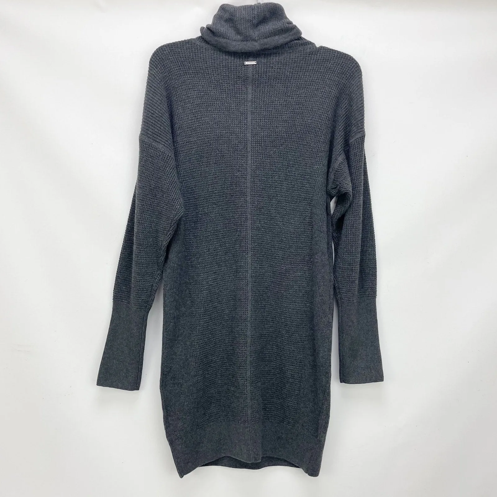 prAna Womens Milani Sweater Dress XS Charcoal Grey LS Waffle Knit Funnel NWT