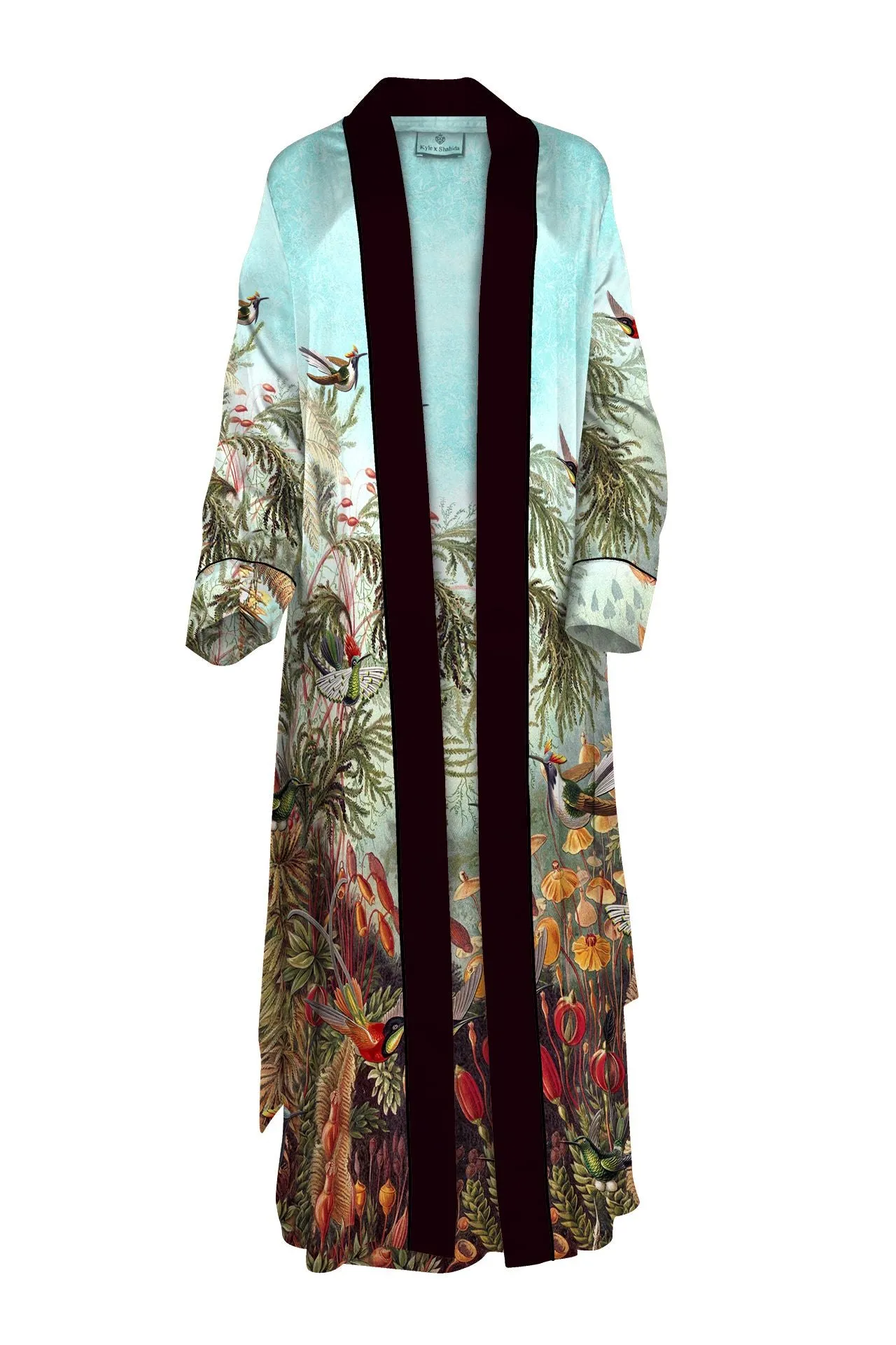 Printed Long Duster Robe in Santorini