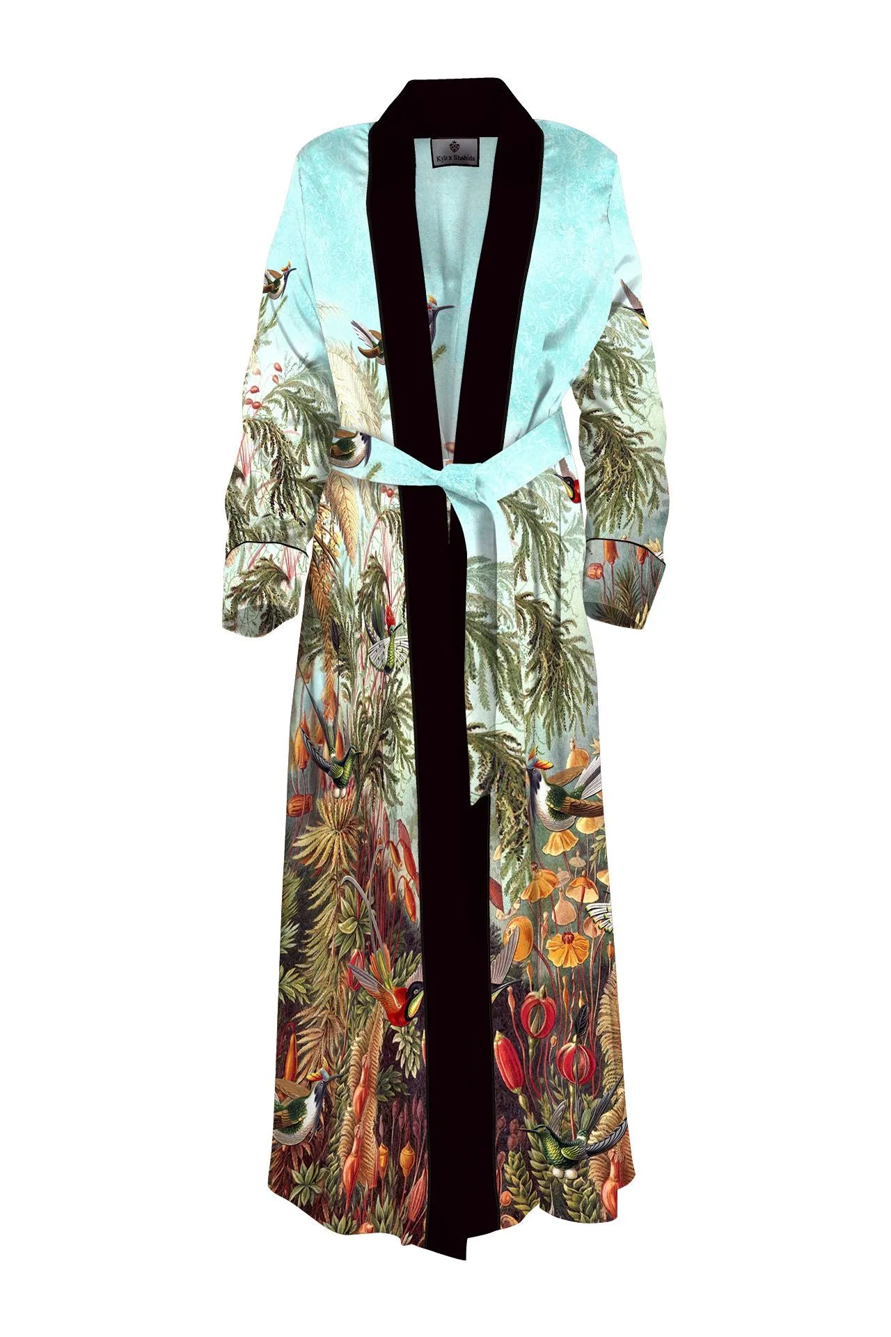 Printed Long Duster Robe in Santorini