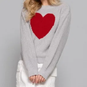 PS, I Love You Sweater in Grey / Red