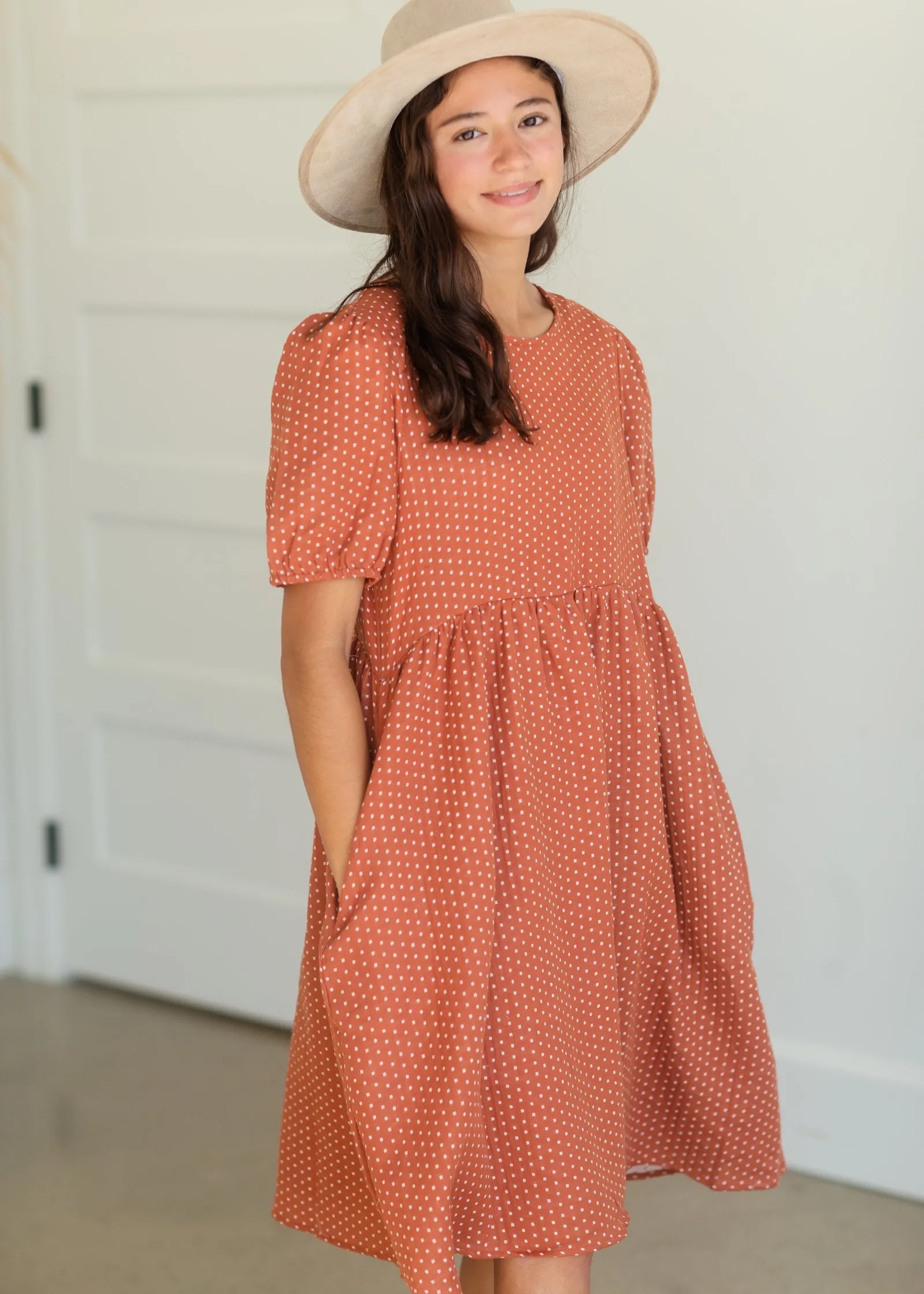 Puff Sleeve Dotted Midi Dress - FINAL SALE