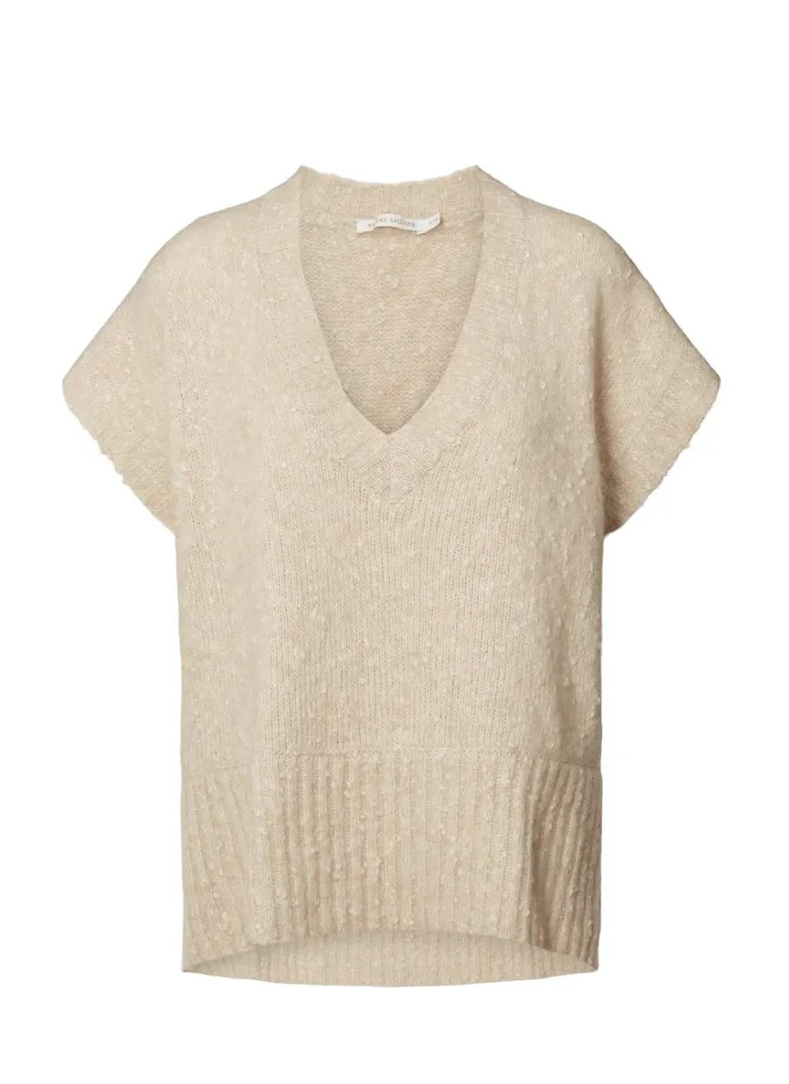 Rabens Saloner Freckled Knit Tunic Vest Minte Beige