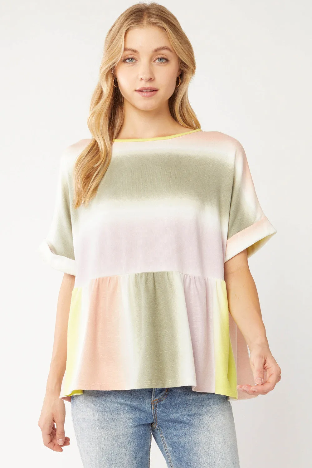 Rainbow Peplum Top