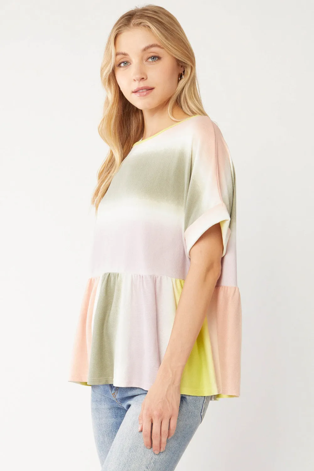 Rainbow Peplum Top