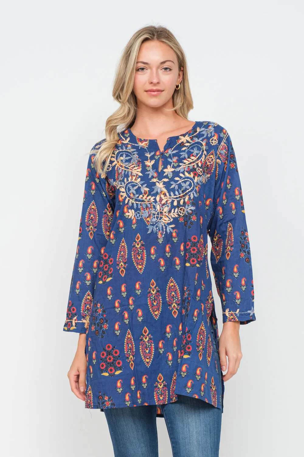 RAJ ADA BLUE EMBROIDERED TUNIC