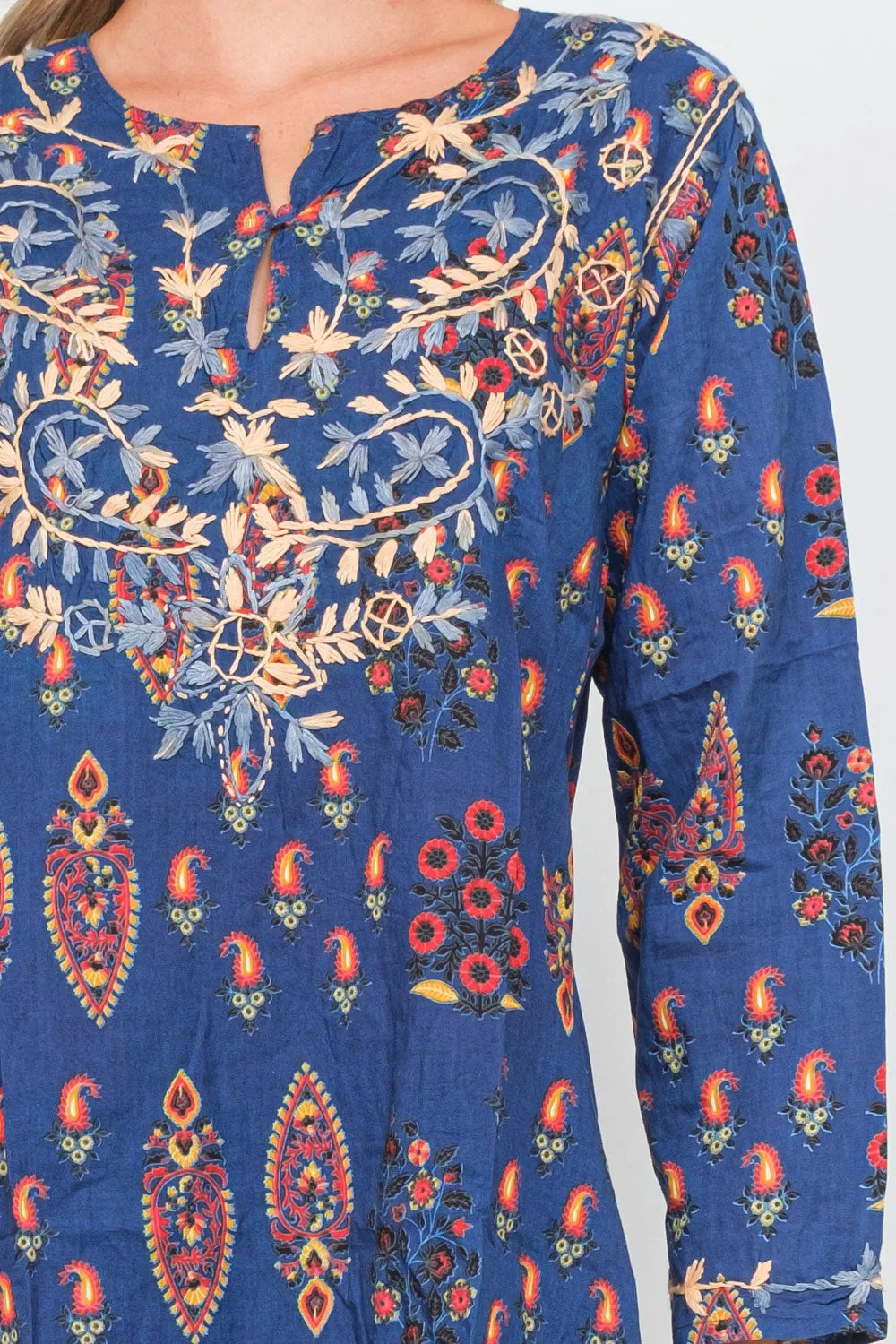 RAJ ADA BLUE EMBROIDERED TUNIC