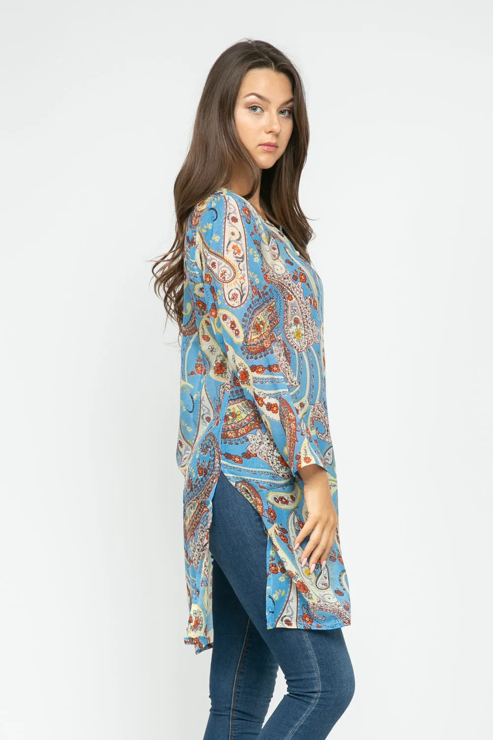 RAJ CAROLINA SKY BLUE PRINTED TUNIC