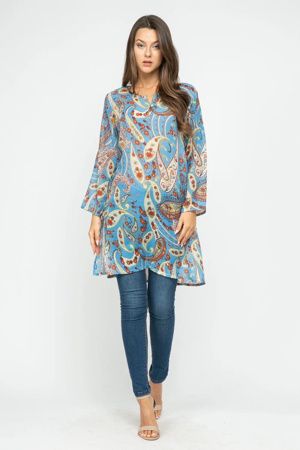 RAJ CAROLINA SKY BLUE PRINTED TUNIC