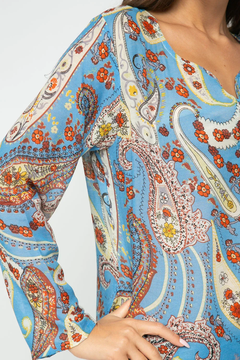 RAJ CAROLINA SKY BLUE PRINTED TUNIC