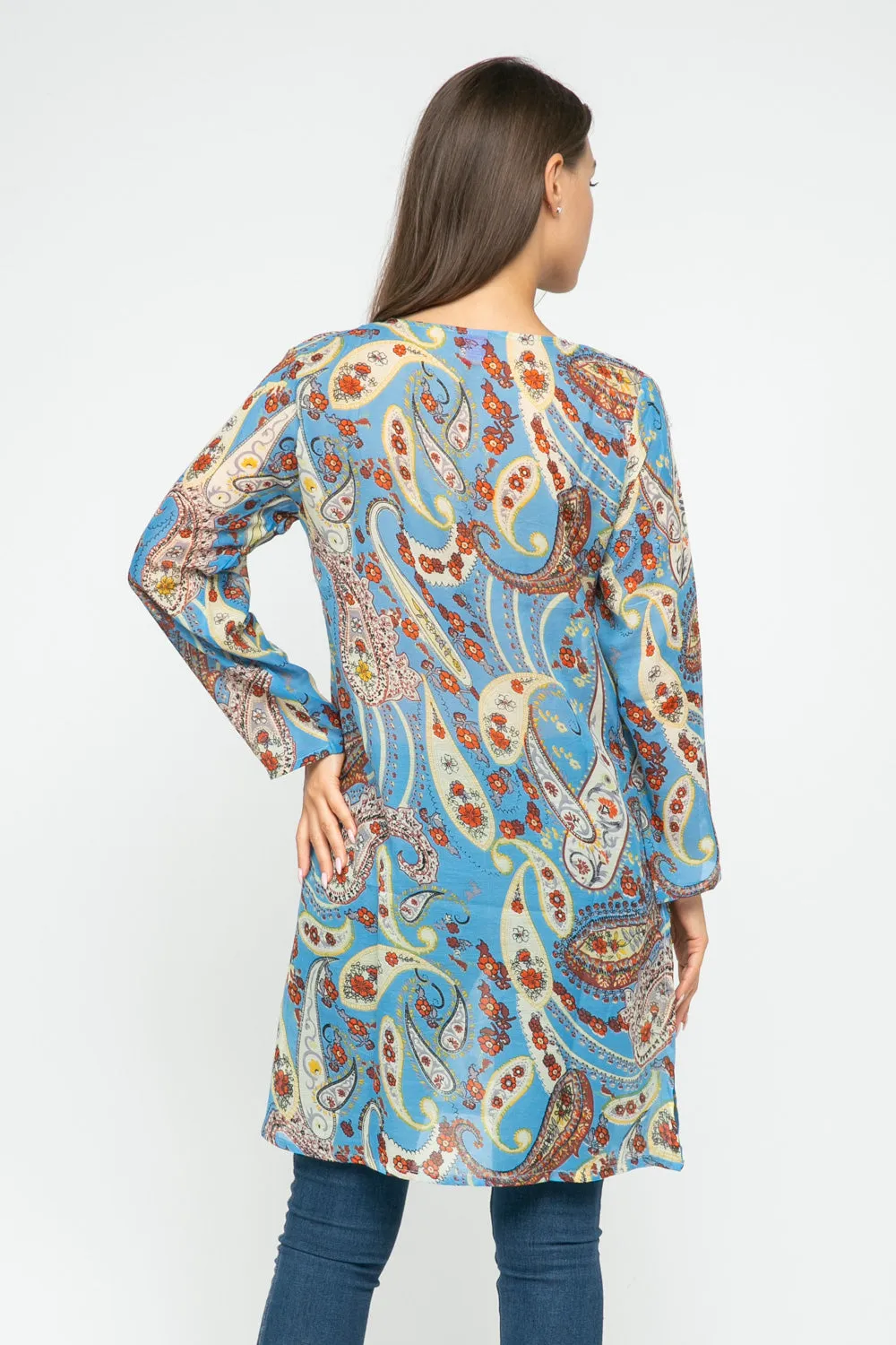 RAJ CAROLINA SKY BLUE PRINTED TUNIC