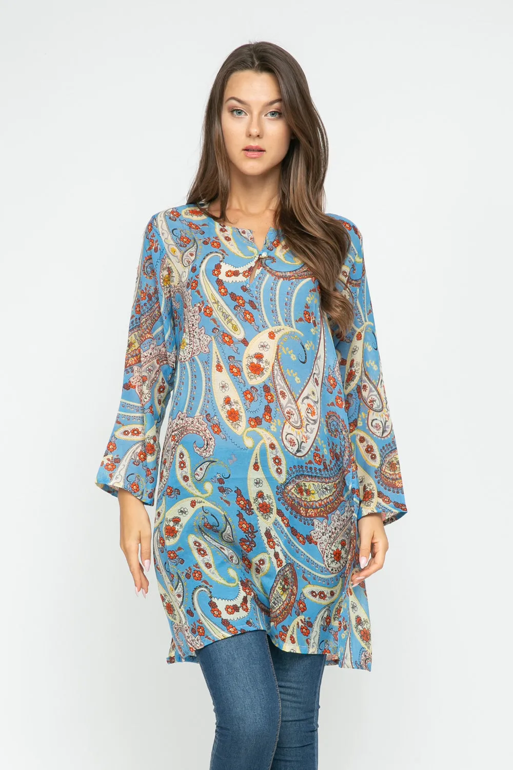 RAJ CAROLINA SKY BLUE PRINTED TUNIC