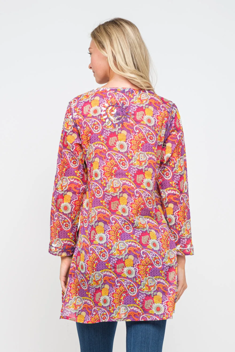 RAJ HEILEY MAUVE PRINTED EMBROIDERED TUNIC