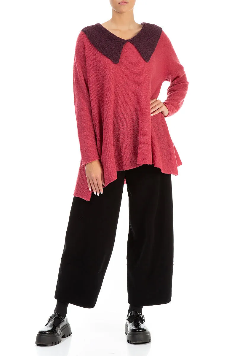 Relaxed Collar Pink Punch Wool Sweater