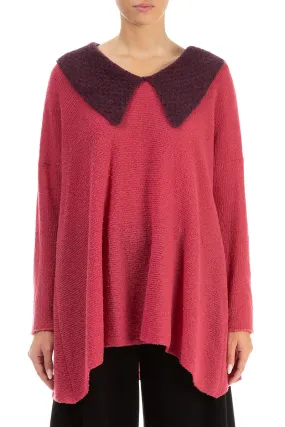 Relaxed Collar Pink Punch Wool Sweater