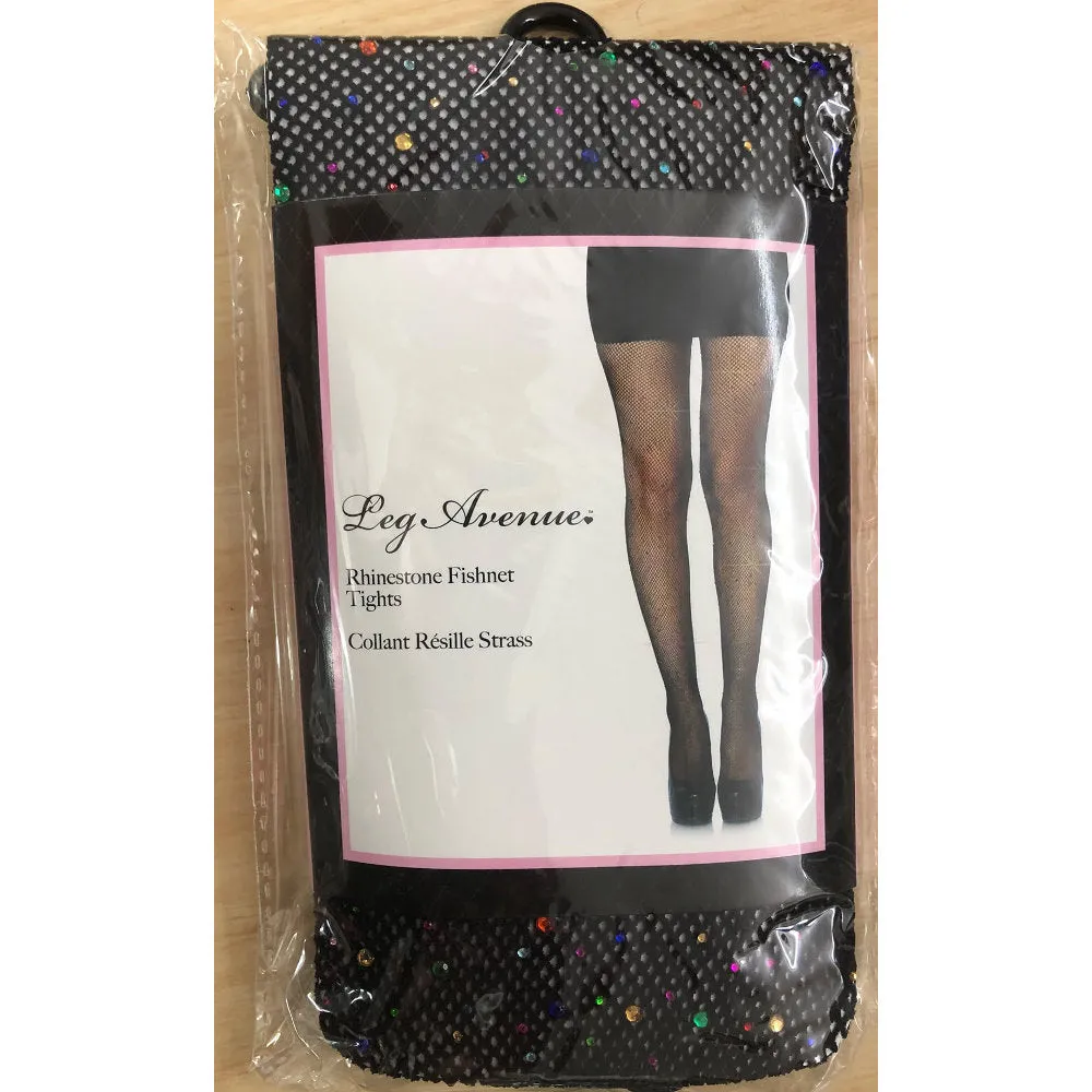 Rhinestone Fishnet Tights - Black