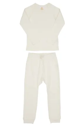 RIB JERSEY LONG JOHNS SET - CREAM