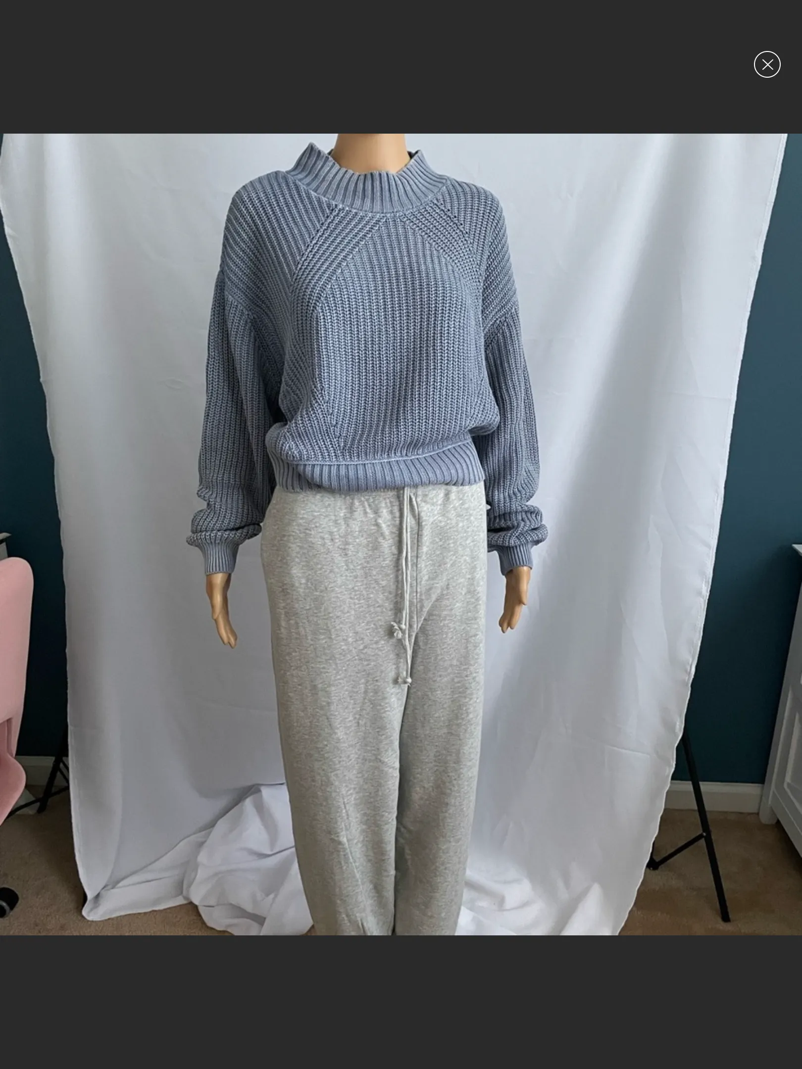 Ribbed Cropped Mock-Neck Sweater