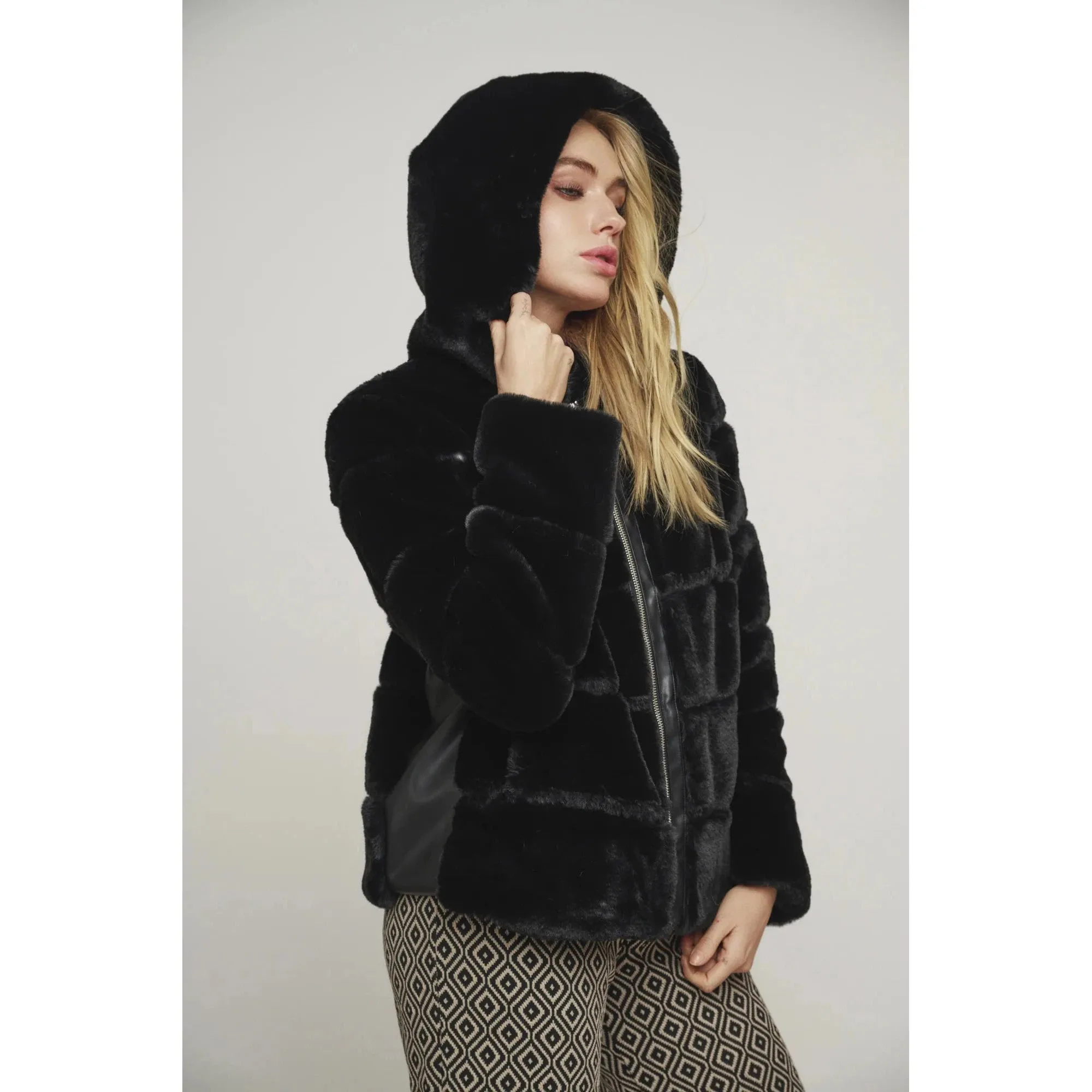 Rino & Pelle Aza Short Faux Fur Jacket with Hood