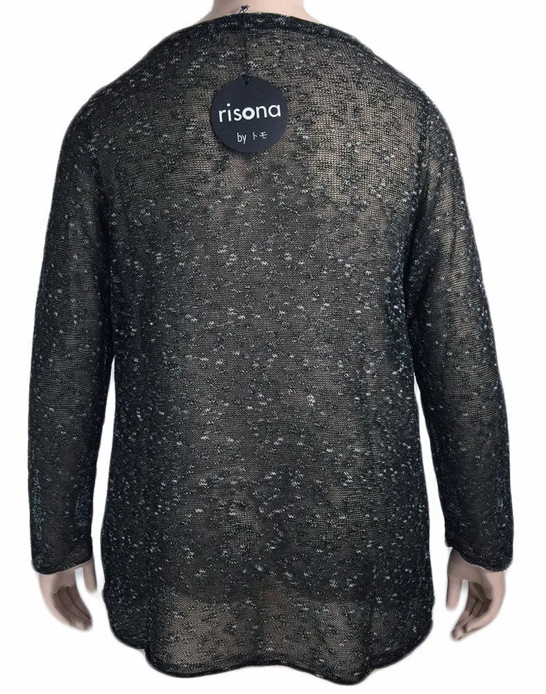 Risona Black Knit Evening Overlay Sweater