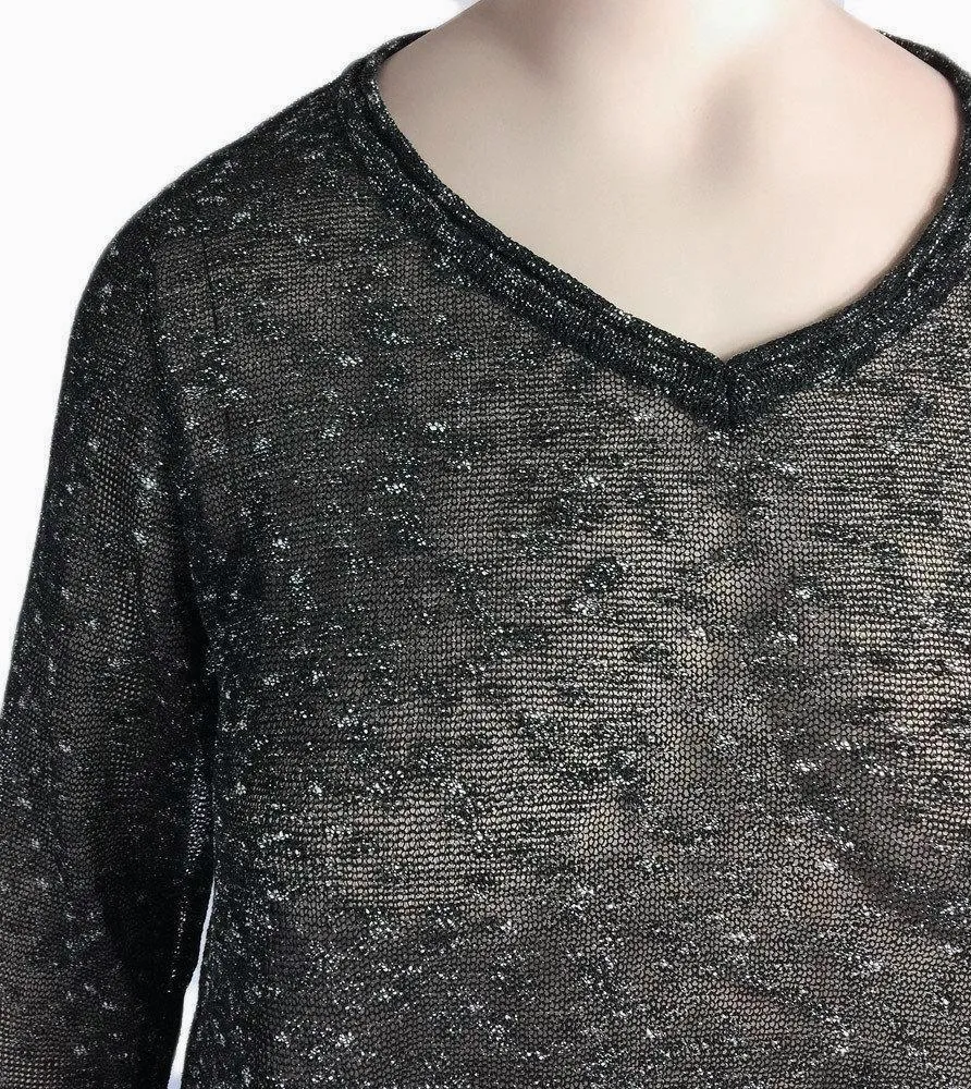 Risona Black Knit Evening Overlay Sweater